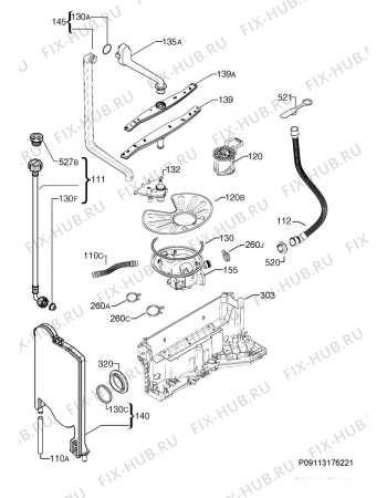 Взрыв-схема посудомоечной машины Zoppas PDF11001WA - Схема узла Hydraulic System 272